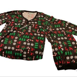 Christmas Thermal Pajamas Mather follow me color black and red size medium 2/pc